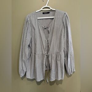 H&M Black and White Striped Blouse